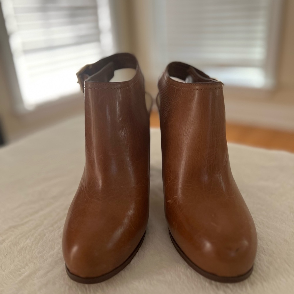 Beautiful Brown Leather High Heel Slingback Booties
